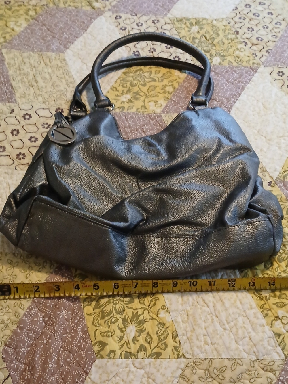 Silver Women's Leather-Effect Purse
